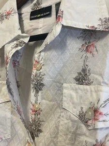 DKNY Top, halbtransparent weiß Button Down mit rosa Rosen Blumenmuster, Damen 4 - Bild 1 von 9