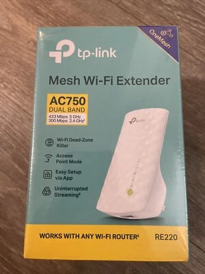 TP-Link RE220 AC750 Wireless Dual Band Wi-Fi Range Extender / Repeater / Booster - Image 1 of 4