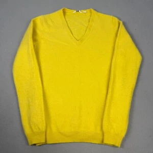 Uniqlo Sweater Womens Medium Yellow 100% Cashmere V-Neck Pullover Knit Jumper - Picture 1 of 12
