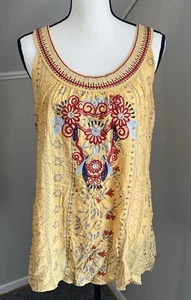 One World Women's Size M Multicolored Embroidered Blouse Tank Top EUC - Picture 1 of 9