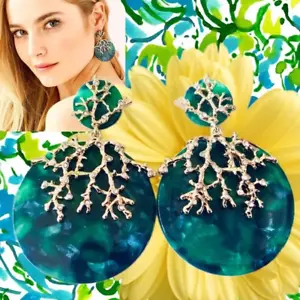 Lilly Pulitzer OHRRINGE NEU MIT ETIKETT CORAL COVE ACRYL BAUMELN TROPFEN ⭐️Emerald Isle GRÜN - Bild 1 von 6