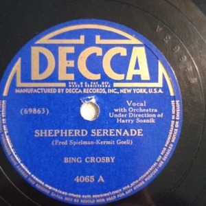 BING CROSBY-SHEPHERD SERENADE/THE ANNIVERSARY WALTZ 1941 Decca 4065 78rpm 10" - Imagen 1 de 8