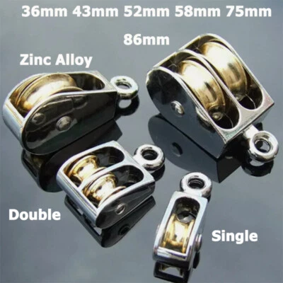 36mm-86mm Single/ Double Fixed Traction Wheel Swivel Sheave Rigging Lifting Rope - Image 1 of 4