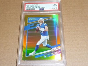 2021 Panini Donruss PRESS PROOF PREMIUM GOLD JUSTIN HERBERT CHARGERS #70 PSA 9
