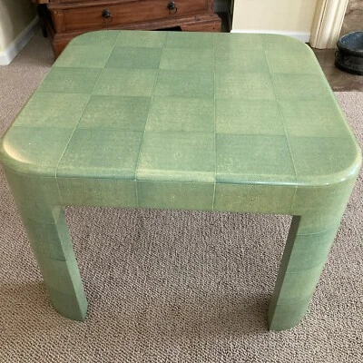 Редкий винтажный стол из искусственной зеленой шагреневой кожи Karl Springer около 1970-х  - Изображение 1 из 4