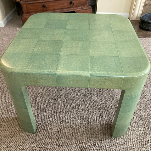 Rare Vintage Karl Springer circa 1970s Faux Green Shagreen Table Cover