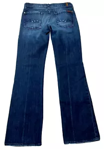 Pantalones de mezclilla para mujer 7 for all Mankind tiro bajo corte bota azul talla 28 X 32 HECHOS EN EE. UU. - Imagen 1 de 12
