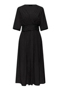 OJAY Wrap Waist Shirring Half Sleeve Midi Dress - Picture 1 of 19