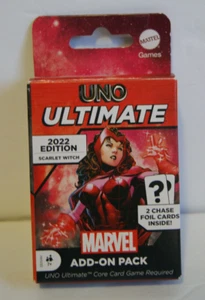 Scarlet Witch UNO Ultimate Marvel 2022 gioco di carte aggiuntivo con 2 foil SIGILLATI CHASE - Foto 1 di 6