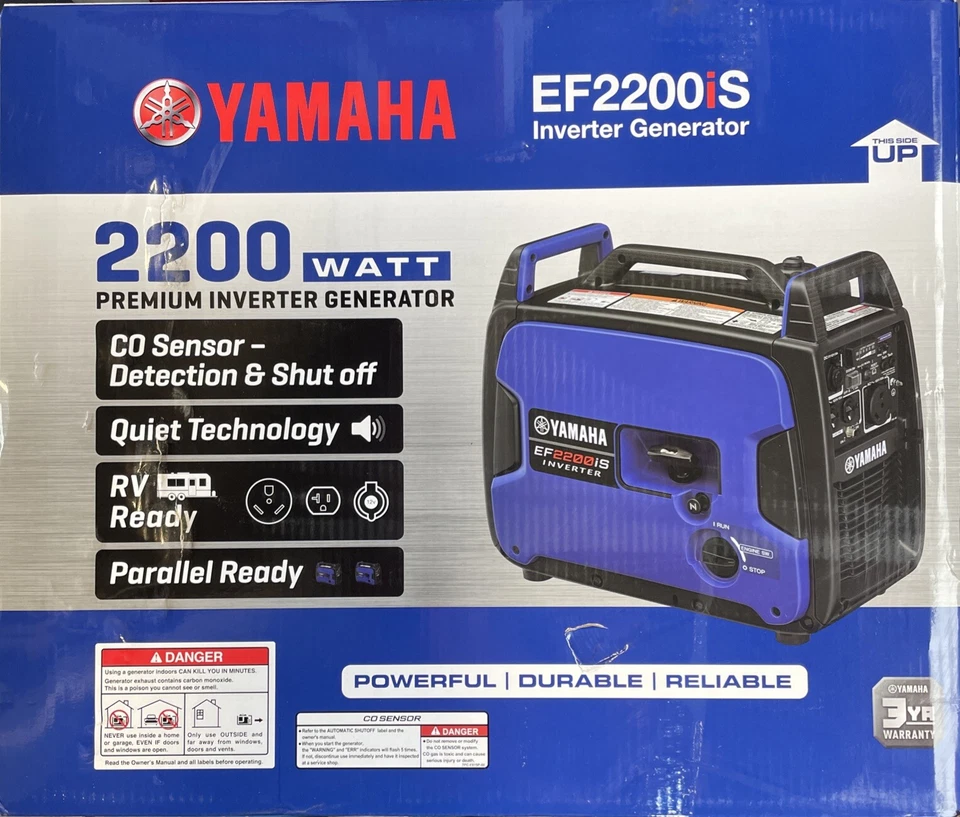 Casa rodante Yamaha EF2200IS 2200 vatios inversor funcionamiento silencioso generador lista nueva en caja Foto 1 de 1