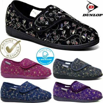 LADIES DIABETIC ORTHOPAEDIC EASY CLOSE WIDE FIT MACHINE WASHABLE SLIPPERS SHOES - Image 1 of 4