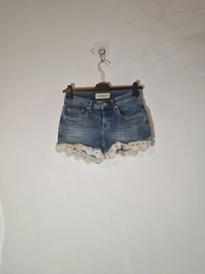 Superdry Lace Hot Shorts Women's 26 Blue Denim Stretch Button 5-Pockets Zip Fly - Image 1 of 4