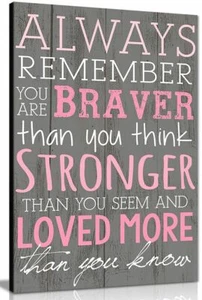 Motivational Prints You Are Braver Than You Think Canvas Picture Print - Picture 1 of 5