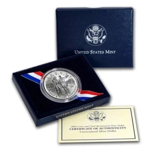 (1) 2004 P Lewis & Clark $1 Silver Dollar Commemorative MS/UNC Coin w/Box & COA - Picture 1 of 2