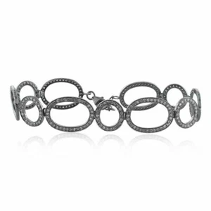 Designer Jewelry Natural Pave Diamond 925 Sterling Silver Handmade Gift Bracelet - Picture 1 of 4
