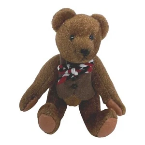 Miniature Brown Bear Plush 3 Inches Tall Patriotic Corded Bow Vest T9x0923* - Picture 1 of 12