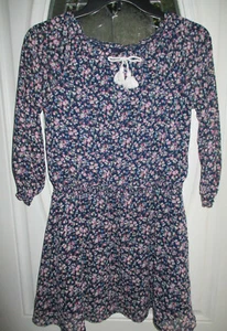 Vestido KidPik Manga 3/4 Azul Estampado Floral Niñas Talla L (12) Usado en Excelente Condición - Imagen 1 de 2