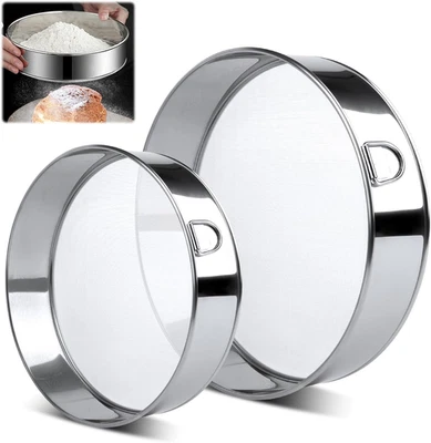 Setaccio Farina, 15CM+20CM Rotondo in Acciaio Inossidabile Setaccio Farina, Seta - Immagine 1 di 4
