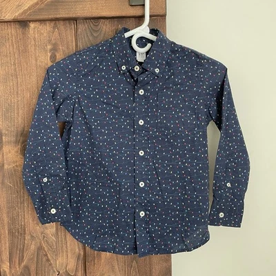 NEW Gap Kids Shirt Size Small Boys Button Down Long Sleeve Christmas lights blue - Image 1 of 4