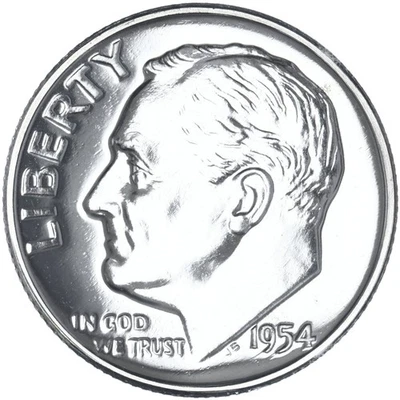 1954 (P) Roosevelt Dime Gem Proof 90% Silver See Pics F861 - Image 1 of 3
