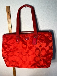 Coach Weekender-Tasche rot Getaway Signature Nylon verstaubar - Bild 1 von 6