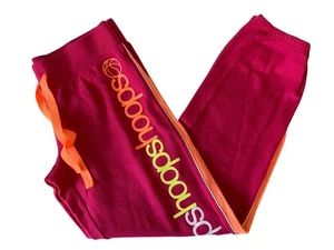 Justice Sweatpants Girls 14 Pink Orange Hoops Side Leg Spell Out Drawstring - Picture 1 of 7