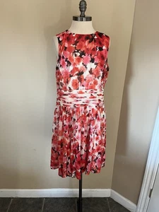 Lauren Ralph Lauren Floral Red White  Floral Dress Size 14  - Picture 1 of 3