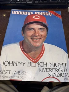 Sept 17 1983 Cincinnati Reds Goodbye Johnny Scorebook Bench VS Houston MLB RARE - Picture 1 of 2