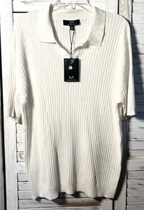 Polo uomo Magaschoni SS taglia L maglia a costine bianca minimalista preppy classica retrò - Foto 1 di 11
