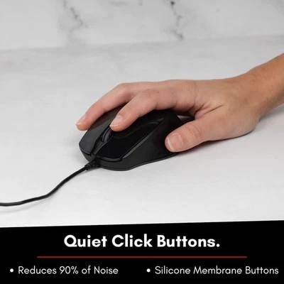 Macally UCROCKETB 3 Button Wired Optical Usb-c Accs Mouse Black Quiet Click - Image 1 of 2