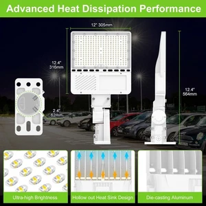 LED Commercial Parking Lot Light 200W 100-277V Shoebox Street Lamp 2 IN1 Mount - Picture 1 of 12