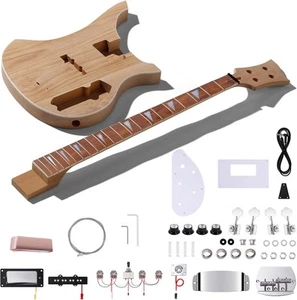 Leo Jaymz DIY Electric Bass Guitar Kits - Roasted Ash Wood Body, Maple RB  - Picture 1 of 6