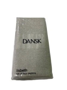 NEW Dansk Lisbeth Set of 4 Napkins Neutral Silver Metallic Holiday NIP - Picture 1 of 7