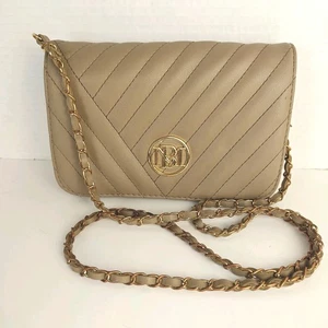 Badgley Mischka Studio Bag Beige Quilted Crossbody Snap Closure - Picture 1 of 21