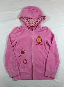 Vintage Disney Girls Princess Size 10 Sleeping Beauty Floral Pink Velour Hoodie - Picture 1 of 19
