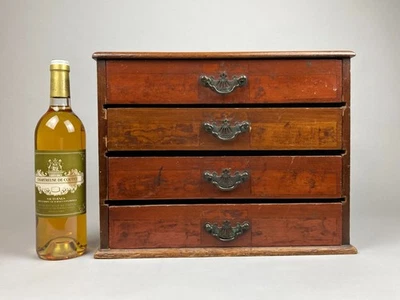 KLEINE ANTIKE EDWARDIANISCHE KÜNSTLERKOMMODE TISCHPLATTE STUDIO HANDWERK AUFBEWAHRUNG - Bild 1 von 4