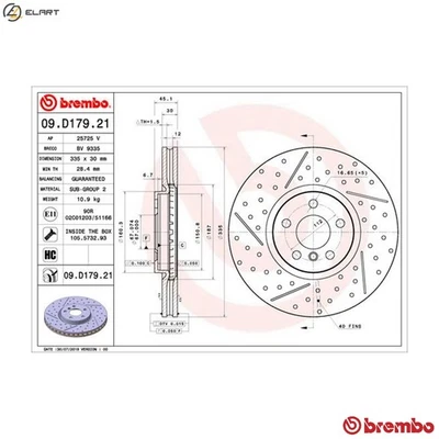 2x BRAKE DISC 09.D179.21 FOR MINI COUNTRYMAN CLUBMAN B37 C15 A 1.5L 3cyl 2.0L - Image 1 of 4