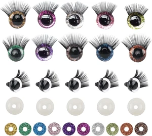 20 Stück Glitter Sicherheitsaugen Tieraugen 16Mm DIY Kunststoff Bastel Augen - Bild 1 von 12