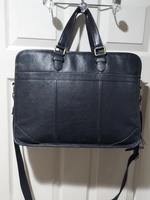 FOSSIL Negro Guijarro CUERO Maletín Laptop Bolso Asas y Correa para el Hombro Foto 1 de 4