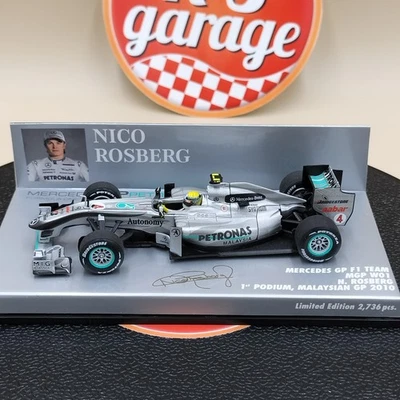 MINICHAMPS 1/43 Mercedes GP F1 MGP W01 Nico Rosberg Malaysian GP 2010 410100104 - Image 1 of 4