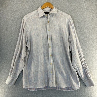 Camisa Alexander Julian Tejida Lino Pastel Manga Larga Botón Frontal Para Hombre Grande Foto 1 de 4