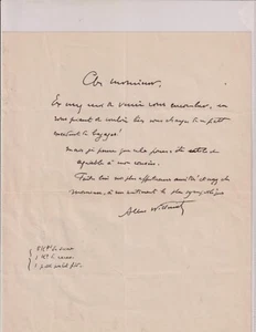 Albert Wuillemetz. Lettre autographe signée. Musique. Chanson. Opérette. Rare+++ - Bild 1 von 1
