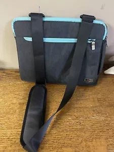 BUBM blue Neoprene Laptop Bag, Lined 13”Lx9”H nylon Shoulder Strap - Picture 1 of 11