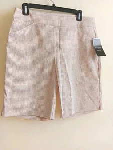 Attyre Bermuda Shorts Beige Seersucker Size 10 Pull On Stretch NWT 10" Inseam $9 - Picture 1 of 4