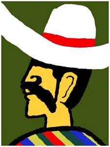 1906. Mexikanischer Mann trägt weißen Hut Poster. Grüne dekorative Kunst. Mejico charro - Bild 1 von 1