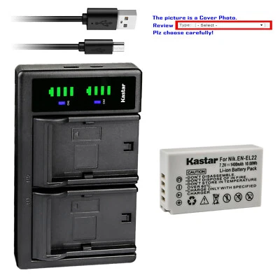 Cargador USB Kastar Batería LTD2 para Cámara Nikon EN-EL22 MH-29 y Nikon 1 S2 1S2 Foto 1 de 4