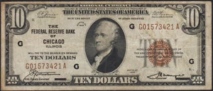 Fr.1860-G 1929 Chicago $10 Federal Reserve Bank Note VF - Picture 1 of 2