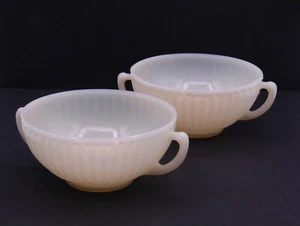 PETALWARE CREMAX Cream Soup Bowls BEIGE 4.5" Set Of 2 MACBETH-EVANS - Picture 1 of 17
