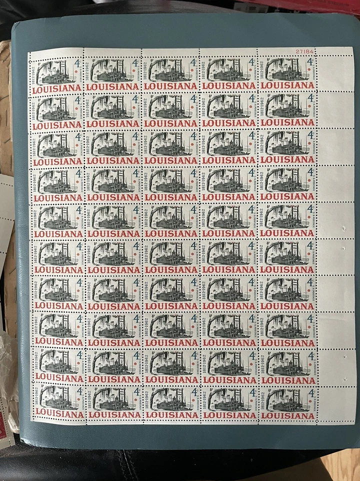 SFSTAMPS US Scott 1197 4c LOUISIANA STATEHOOD SHEET OF 50 Stamps MNH 1962 - Image 1 of 1