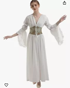 NSPSTT Victorian Dresses for Women Medieval Dress with Corset White S - Picture 1 of 6
